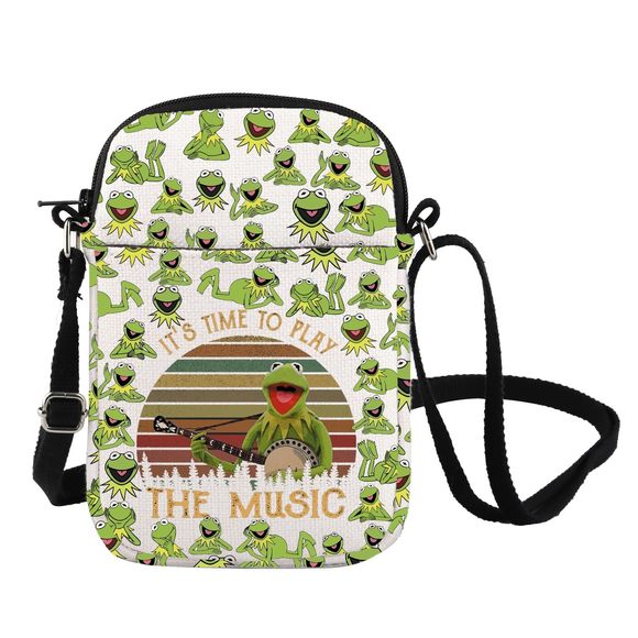 Singing Frog Crossbody Bag Green g Lover Gift Frog Green Fan Shoulder Bag o_ - Picture 1 of 7